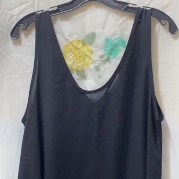 PAINTED THREADS BLK CHIFFON POLYESTER A-LINE SLIP DRESS SZ M - Picture 2 of 9
